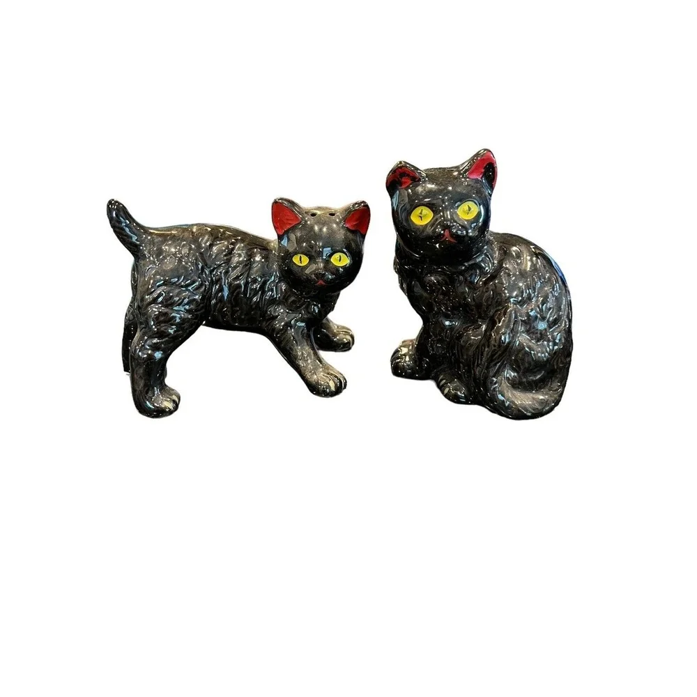 ENESCO IMPORTS JAPAN Black Cats Salt and Pepper Shakers Large‎